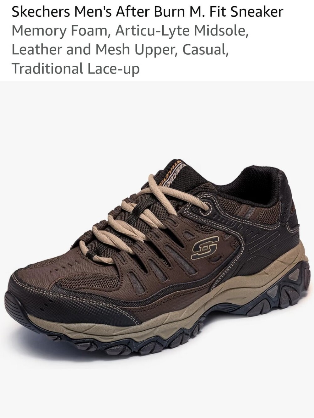 Skechers After Burn M. Fit Men's 11 Brown/ Taupe Memory Foam 50125/BRTP, NEW!!